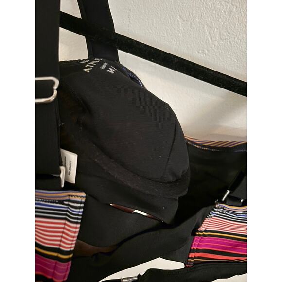 Athleta Bikini Women's 34B/C Capri Stripe Pura Pink Black Wired Adjustable Strap - Picture 9 of 11